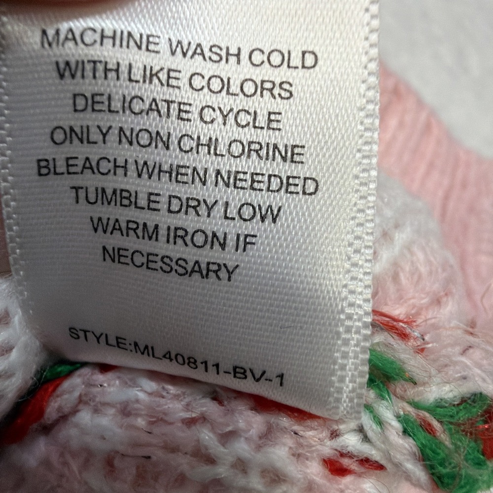 Holiday Hype Pink‎ Christmas Cardigan Sweater size Small Candy Canes Stars Trees - Picture 12 of 14